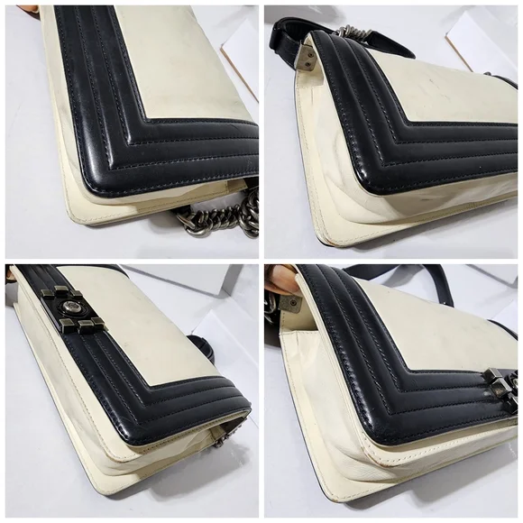 Chanel Medium Clasp Boy Bag Cream/Black - Picture 14 of 16